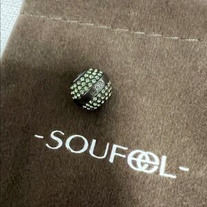 Sterling 925 Green Crystal Pavé Charm Bead August